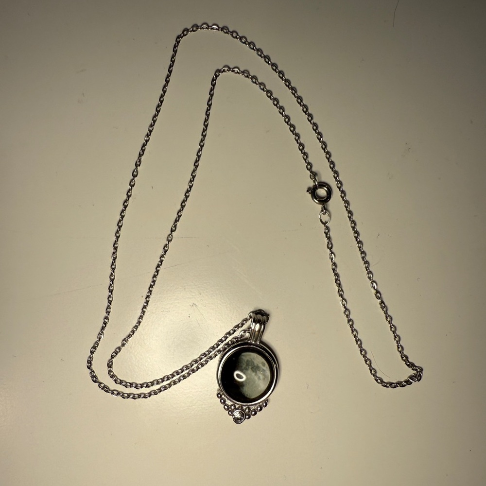 Elegant Silver Pendant Necklace w/ Moon